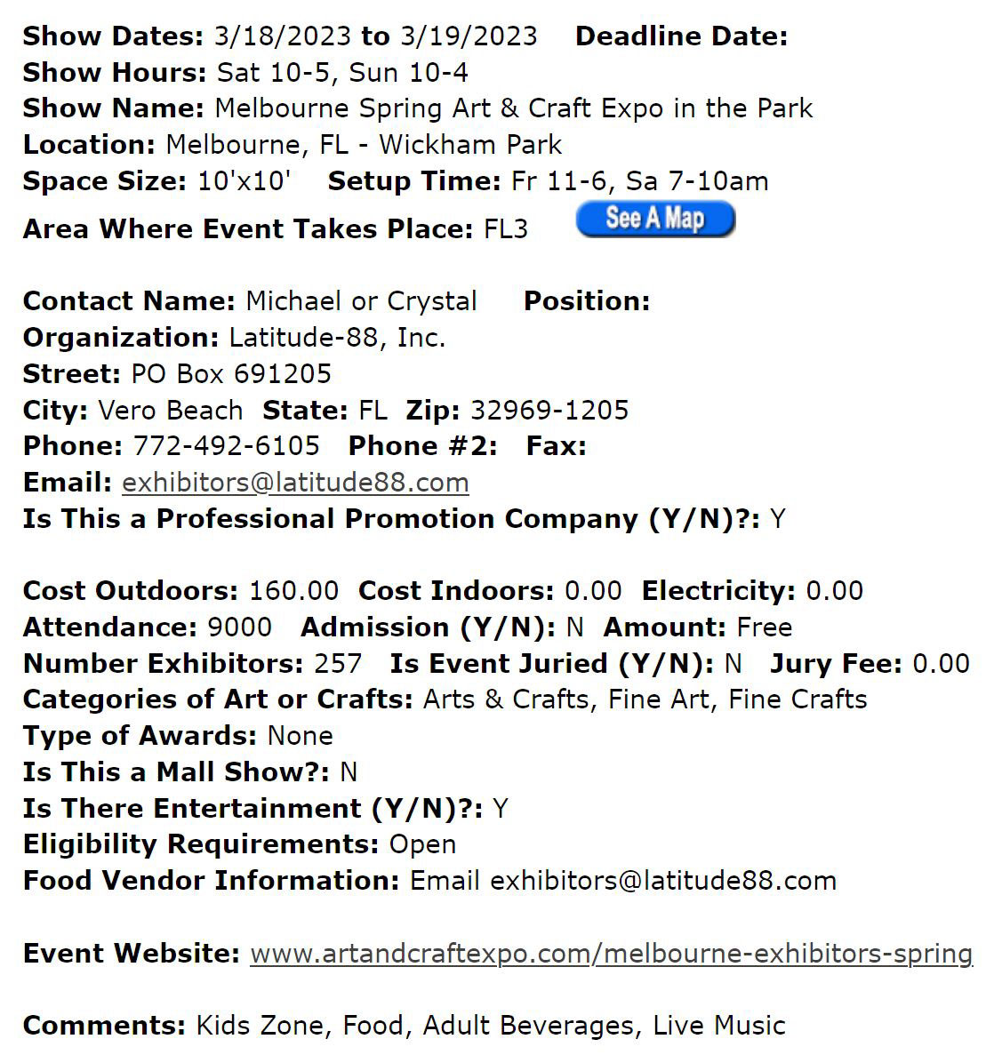 Apply Now for the Melbourne, FL SPRING 2023 Art & Craft Expo in the